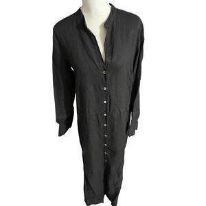 Pure Amici Women's sz L Linen Maxi Dress, Duster Black